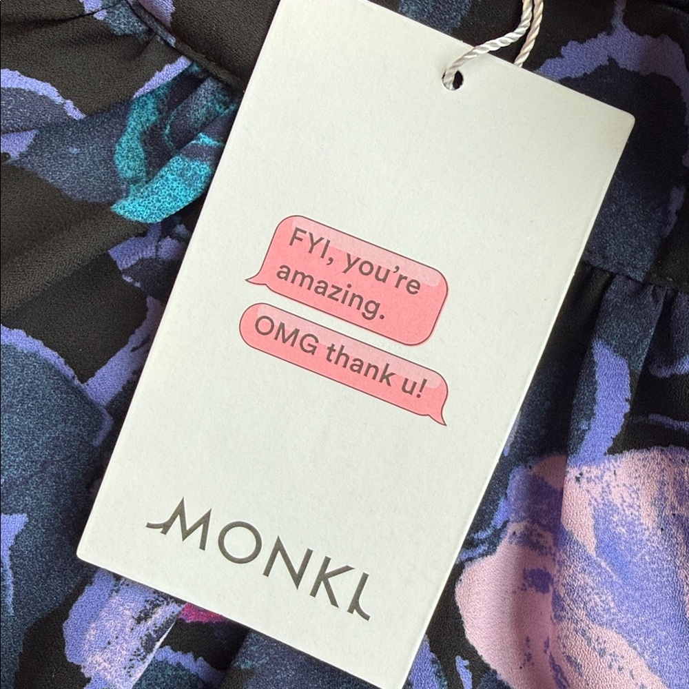 NWT Monki Womens Colorful Floral Rose Print Puff Sleeve Silly Blouse Size Small - Picture 15 of 16
